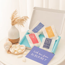 Load image into Gallery viewer, Island Aura wax melts letterbox gift with Alderney postcard