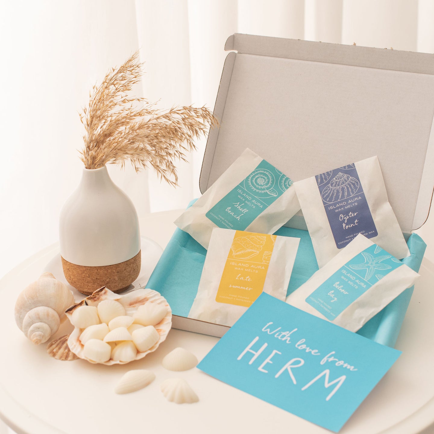 Island Aura Herm wax melts letterbox gift