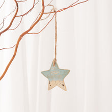 Load image into Gallery viewer, Island Aura hanging Herm ceramic star with a coastal glaze
